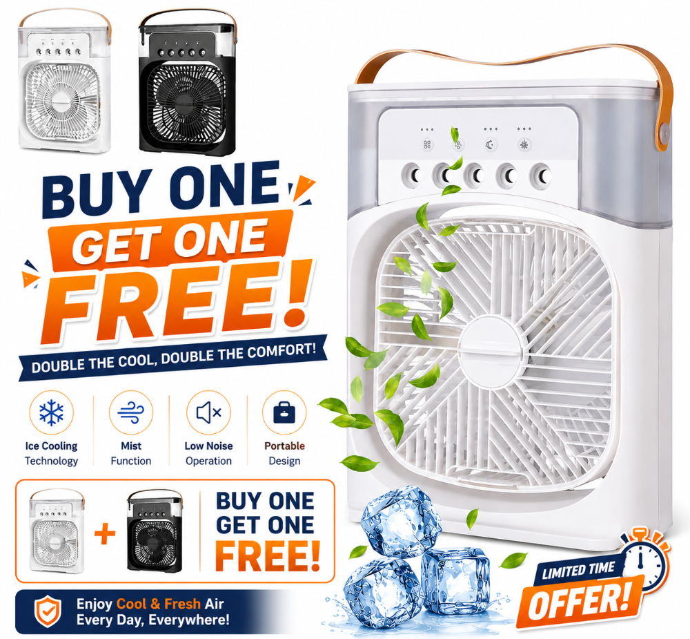 Portable Ice Cooling Fan Buy 1 Get 1 Free | مبرد هواء محمول مع الثلج اشترِ قطعة واحصل على الثانية مجاناً