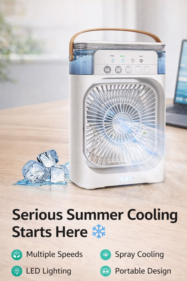 Portable Ice Cooling Fan Buy 1 Get 1 Free | مبرد هواء محمول مع الثلج اشترِ قطعة واحصل على الثانية مجاناً